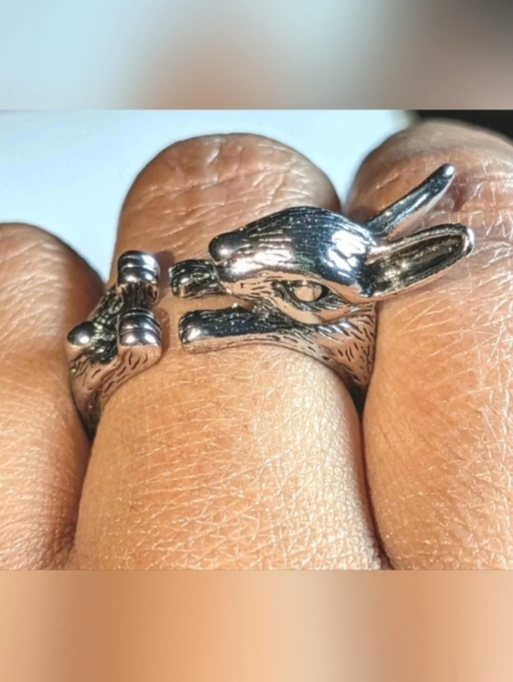 Silvery Bunny Wrap Ring - Animal Adjustable Band